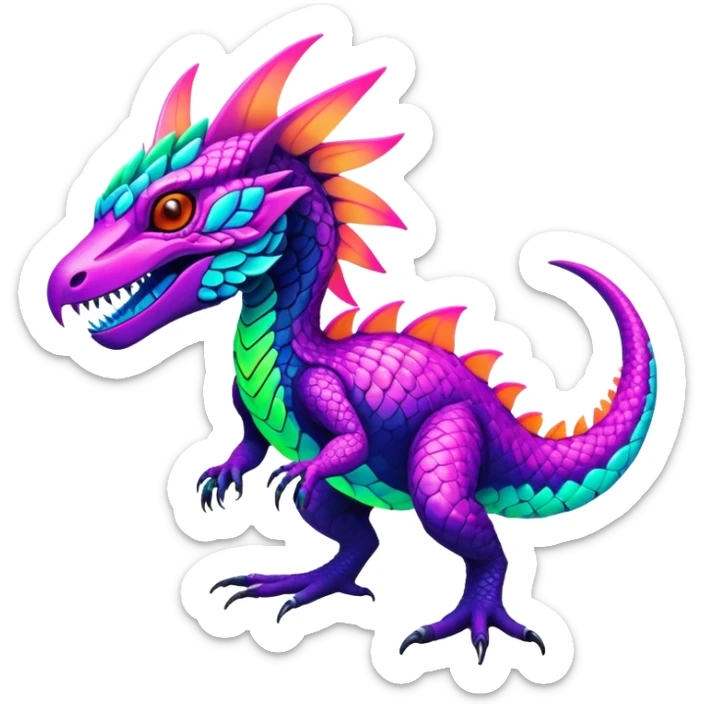 Tropical futuristic lush cool edgy neon Fionbri-Vernid-Elgyem-creature (full body) sticker