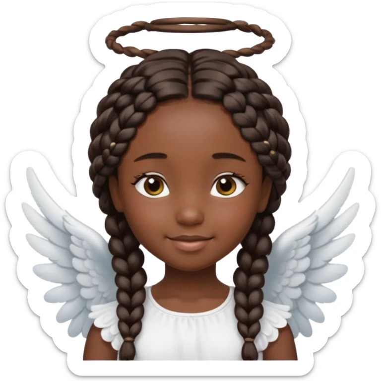 black Cute Girl with Angel Wings and braided hair sticker