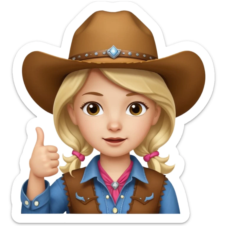 little girl dressed as a cowgirl giving a thumbs up but she’s unvaccinated sticker