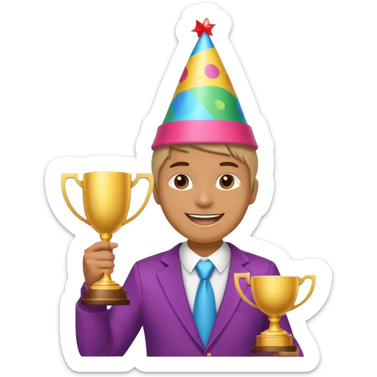 Create an emoji that reflects man/woman that is happy, and that asks a lot of questions and get rewarded as most active participant in a training sticker