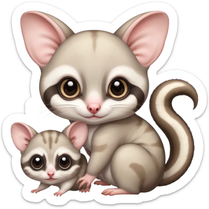 Fat and cute Japanese sugar glider  white. A mom anda a baby one very fat and cute sticker