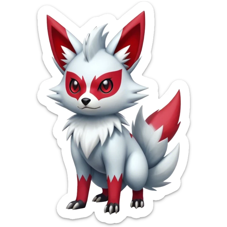Epic Shiny Cool Edgy Punky Zangoose-Zorua-Pokemon-fakemon-hybrid-animal Full Body  sticker