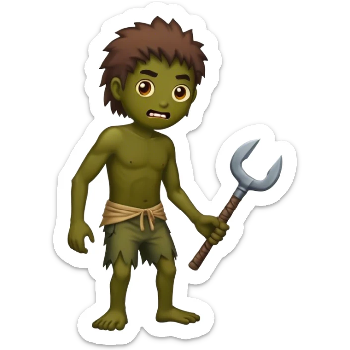 me faça um emoji de zumbi, com o cabelo longo castanho escuro, do pescoço pra cima sticker