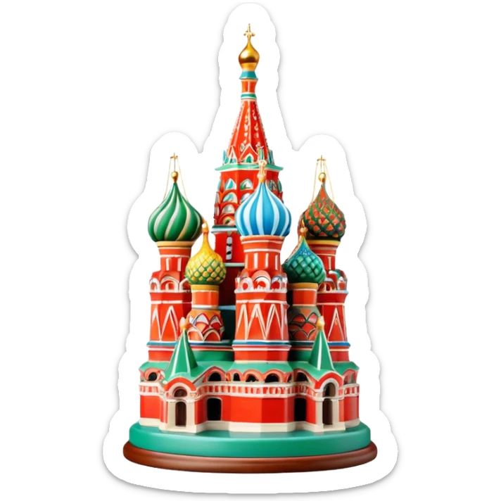 Moscow St. Basil's Cathedral in the form of a figurine souvenir on stand sticker