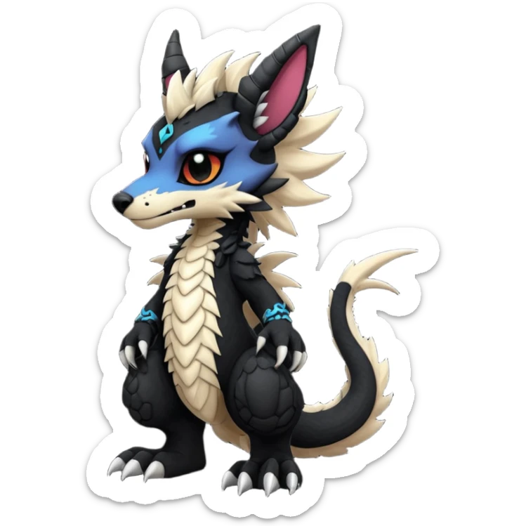 Cool gothic cute badass Vernid-Protogen-Dutch-Angel-Dragon-Sergal-Trico-Fursuit-furry-fursona sticker