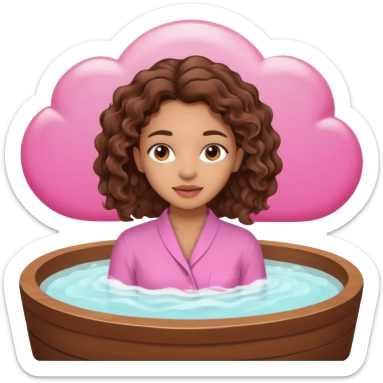 lightskin girl having a spa day with and pink shirt and brown wavy hair  sticker