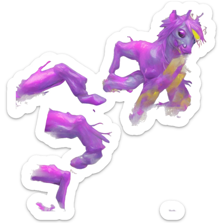 .Zombie_ Vaporwave black holographic oilslick zombie unicorn yellow caution tape sticker