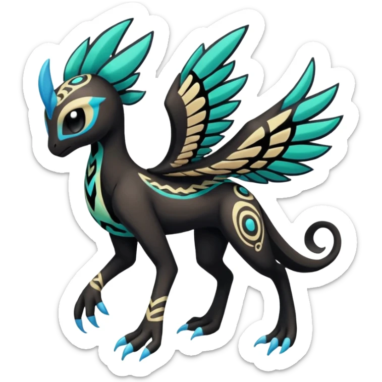 Tribal Exotic Colorful Tropical Meloetta-Venom-Stitch-Zekrom-fusion, full body, tribal markings  sticker
