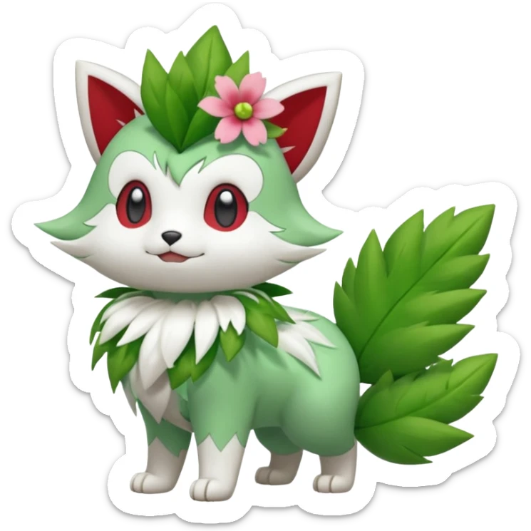 Sprigatito-Shaymin-Virizion-Meowscarada-Pokémon-Fakémon-animal-fusion (full body) sticker