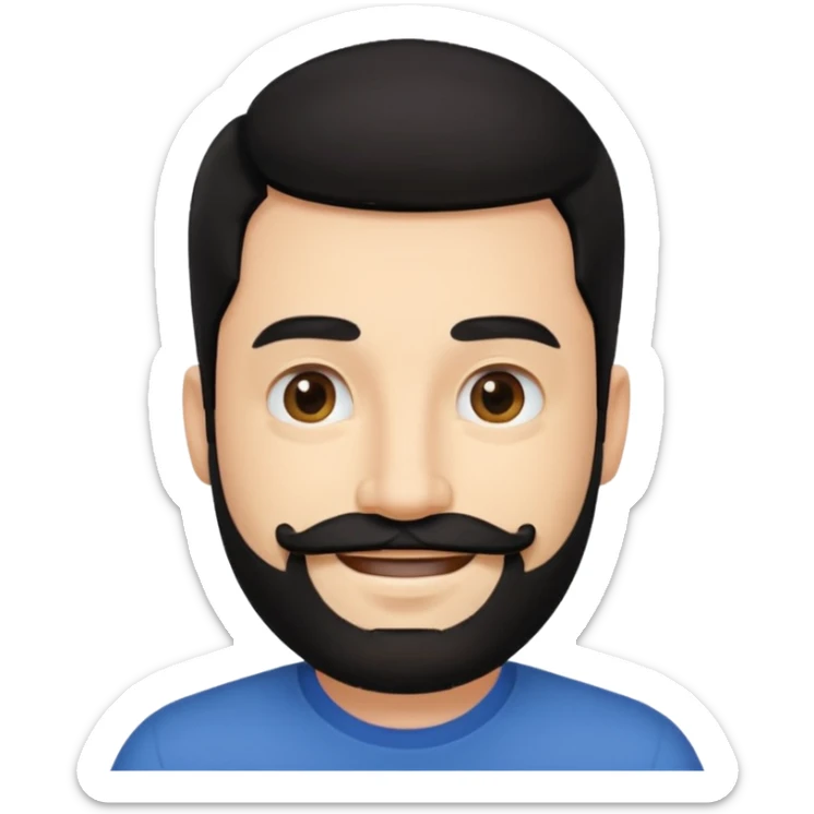 35 yaş sakallı bıyıklı siyah saç beyaz ten erkek sticker