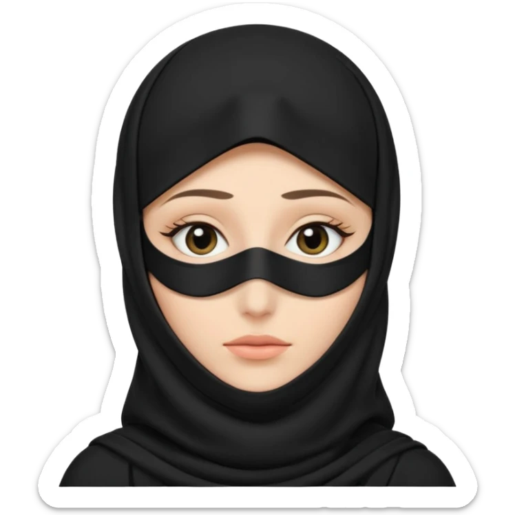 Black bedoon essm niqab wearing white women that cover their face & forhead only show eyes.no hands & any other body part showing sticker