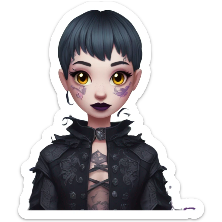 Quirky goth people Afflecks Palace unique attire with dragon bat wings and tattoos neon sticker