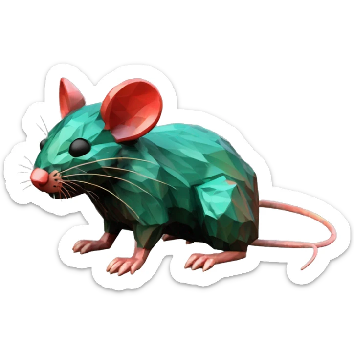 Black red gold green cyan rusty grunge effect scratched patina rat mouse puppy scorpion tail stinger pixel 3d render low poly sticker
