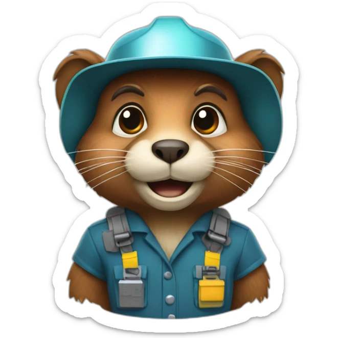 Beaver animal engineer sticker