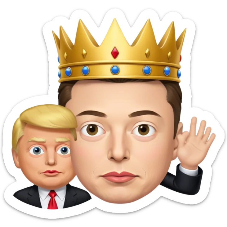 Elon musk as king and puppetmaster of Donald Trump burglars sticker
