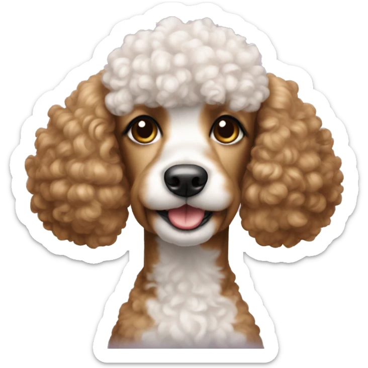 poodle dog girl, golden brown with white part in the chin sticker