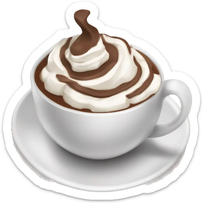 cup of a very gourmet and comforting hot chocolate with whipped cream sticker