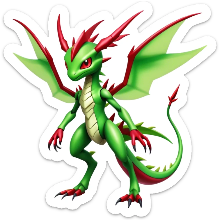  Cool Edgy Shiny Futuristic Ethereal Legendary Scizor-Digimon-Schyther-Flygon-hybrid full body sticker