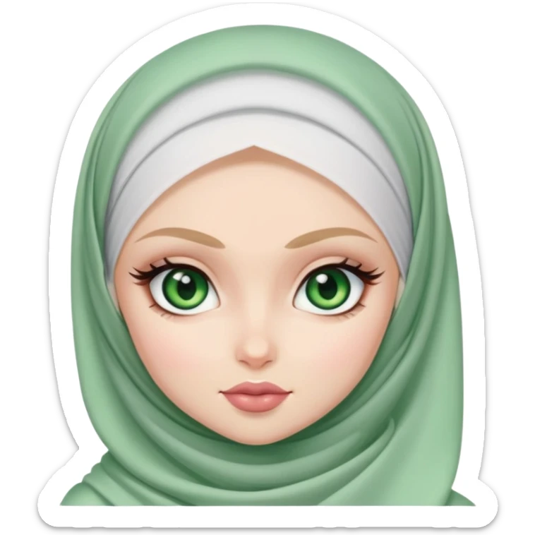 pretty bratz baddie, pale skin, hijabi, green eyes sticker