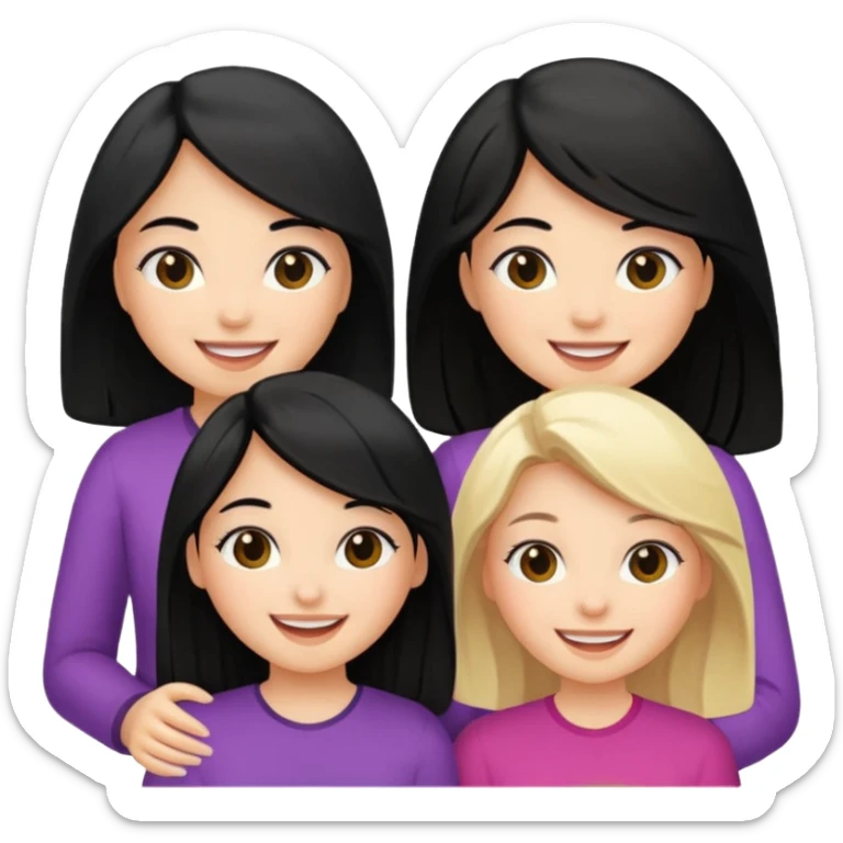 6 girls. 1 blonde 2 brunette 3 black hair Besties sticker