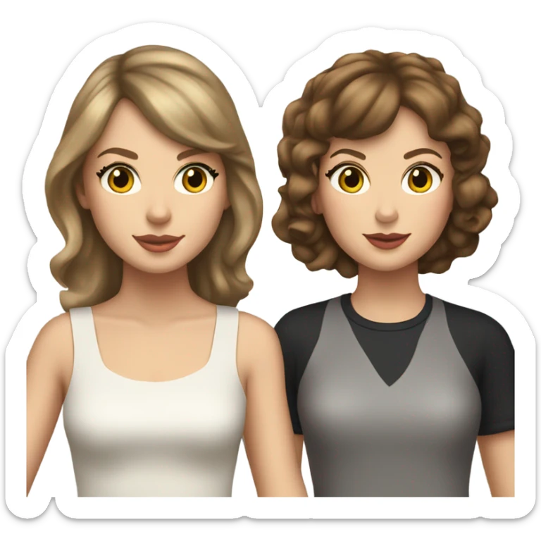 Taylor swift standing with a girl with brown hair and brown eyes sticker