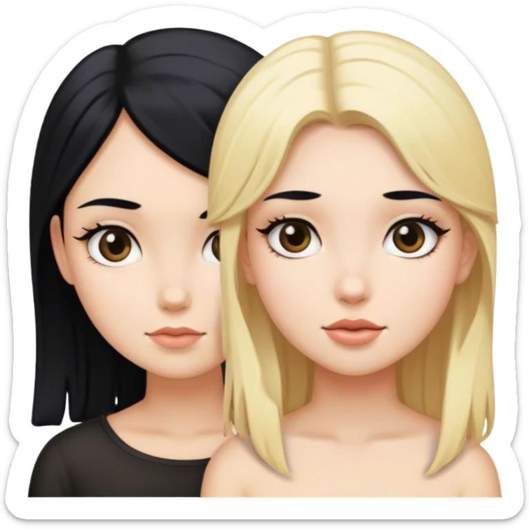 Girl with black hair and girl blond hair  sticker