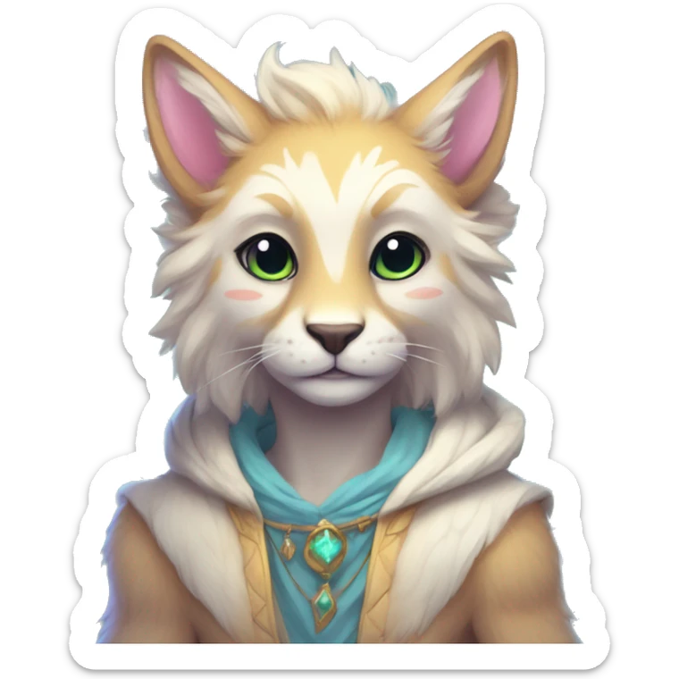 Kawaii bright fantasy ethereal anthro fursona animal sticker