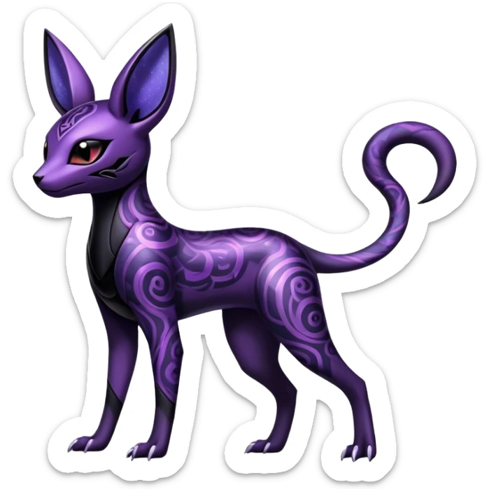 Shiny Dark Edgy Majestic Sophisticated Modern Gothic Gloomy Futuristic Salandit-Umbreon-Espeon-Hybrid (Full body) with pattern-markings sticker