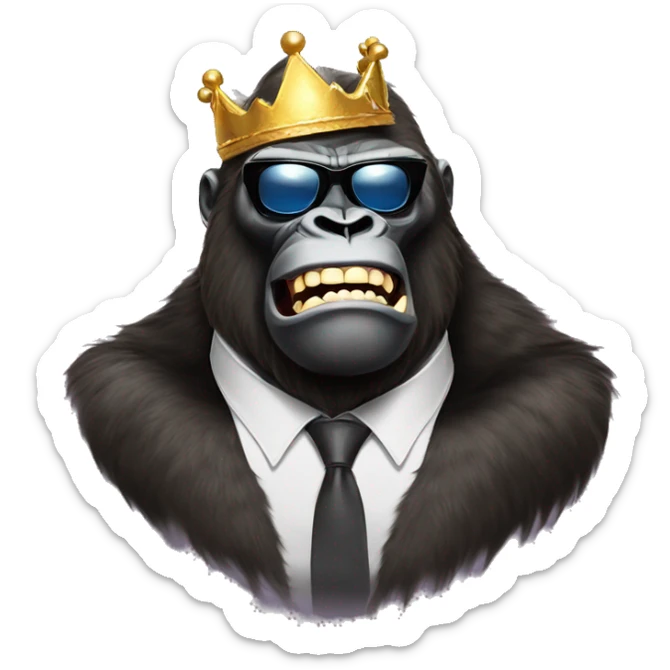 king kong with sunglasses with  lollypop out of his CLOSED mouth sticker