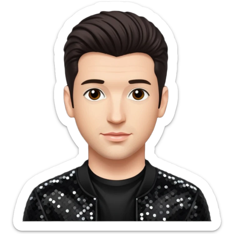 JC Chasez from 'N Sync with dark brown hair, black sequin outfit, light skin sticker