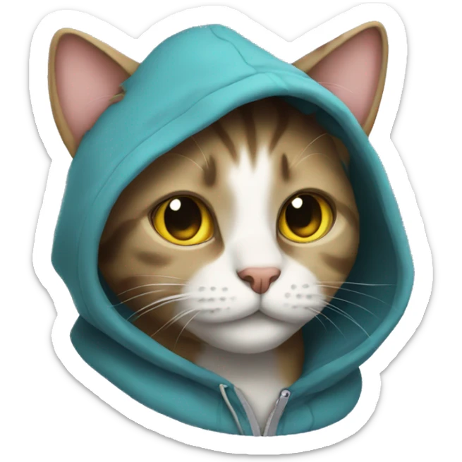 Cat wearing hoodie sticker