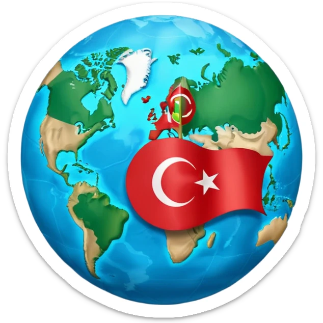 Draw me an emoji of planet Earth with the flag of Turkey on it. sticker