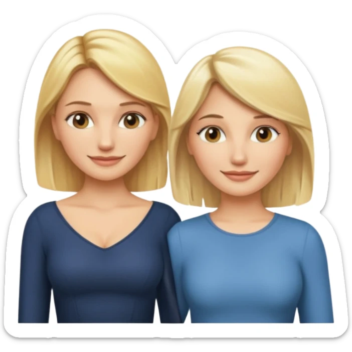 i want an emoji with 2 longue hair blonde girls like the movie "the holiday" They are not touching each other. One is Cameron Diaz, the tother Kate Winslet. They are same height. sticker