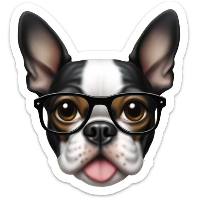 Un boston terrier avec des lunettes qui joue de la guitare  sticker