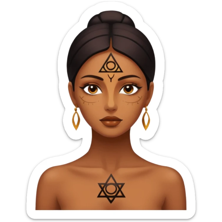 Dark oil traced over woman’s skin forming occult symbols, sensual devotion sticker