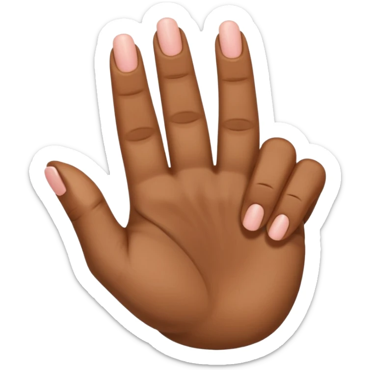 Hand with thumb and index finger and middle finger up and ring finger and pinky down sticker