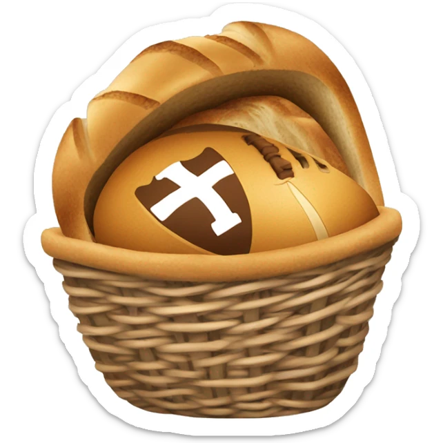 basket of bread with a football inside of it, being caught by stefon diggs sticker