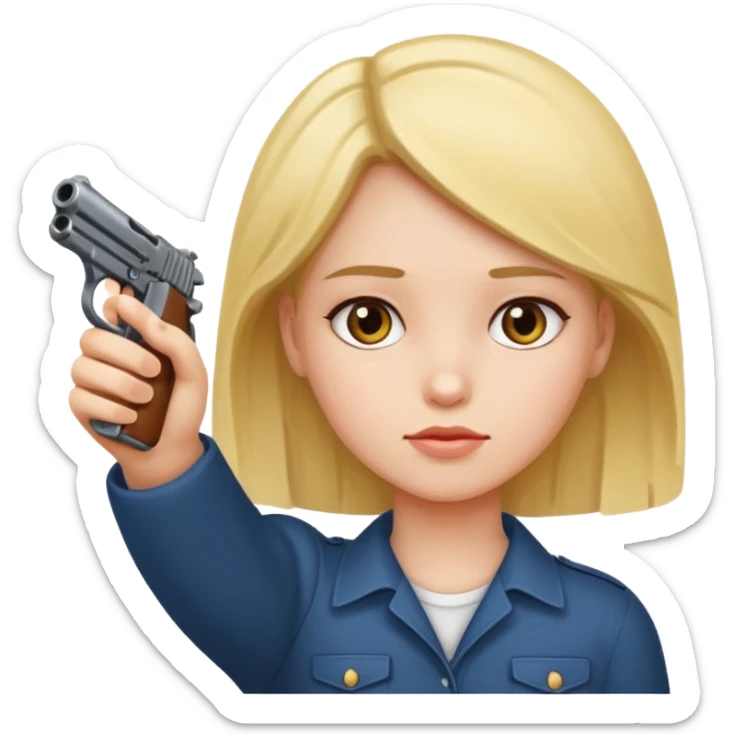 Girl holding a gun hand to head not real gun but made with a hand sticker