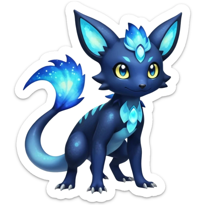 Colorful Iridescent Exotic Nebulae Salandit-Meowstic-Umbreon-Fakémon-hybrid-creature (full body)  sticker
