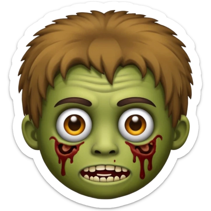quero um emoji de um menino com pele de zumbi cabelo castanho claro e de franja sticker