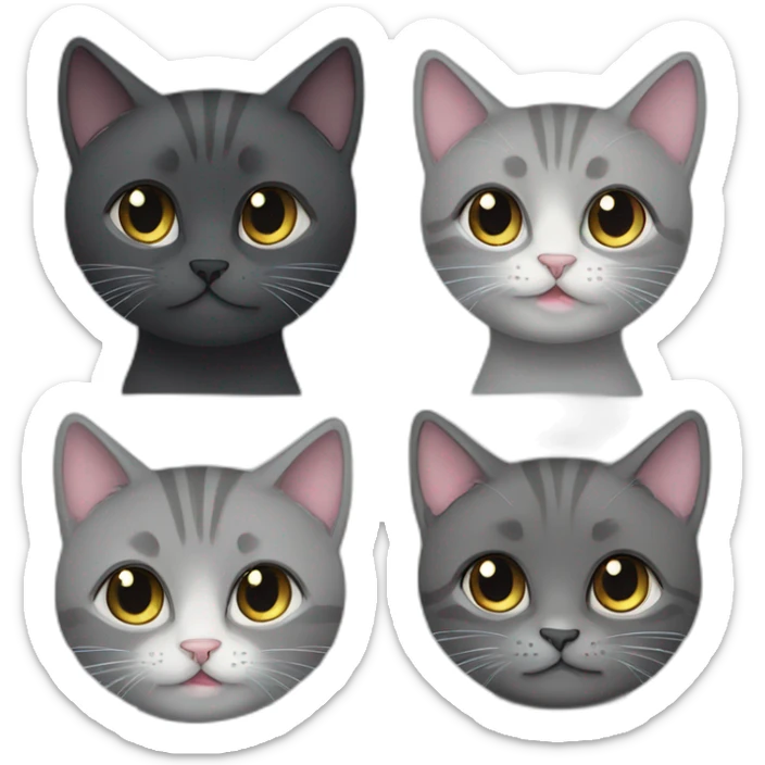 grey british cat cute with a girl with dark hair and a boy with dark hair who love eachother sticker