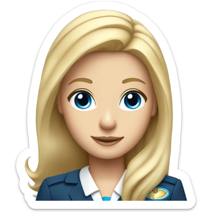 long blonde hair blue eyed girl flight attendant sticker