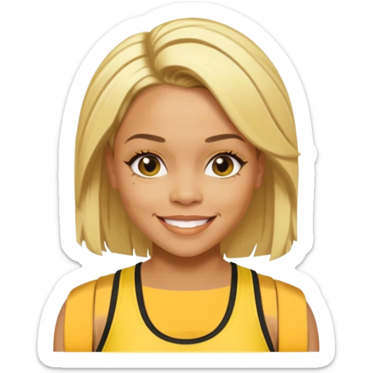 Tionne T-Boz Watkins short with long front blonde hair, yellow tank top sticker