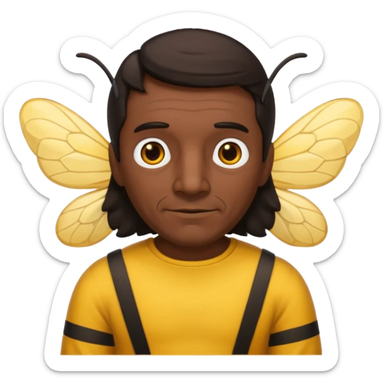 cabeza de señor mexicano, viejo, agregale un cuerpo de abeja, el pelo del señor hazlo oscuro,haz que el cuerpo sea de abeja y la acabeza del señor sticker