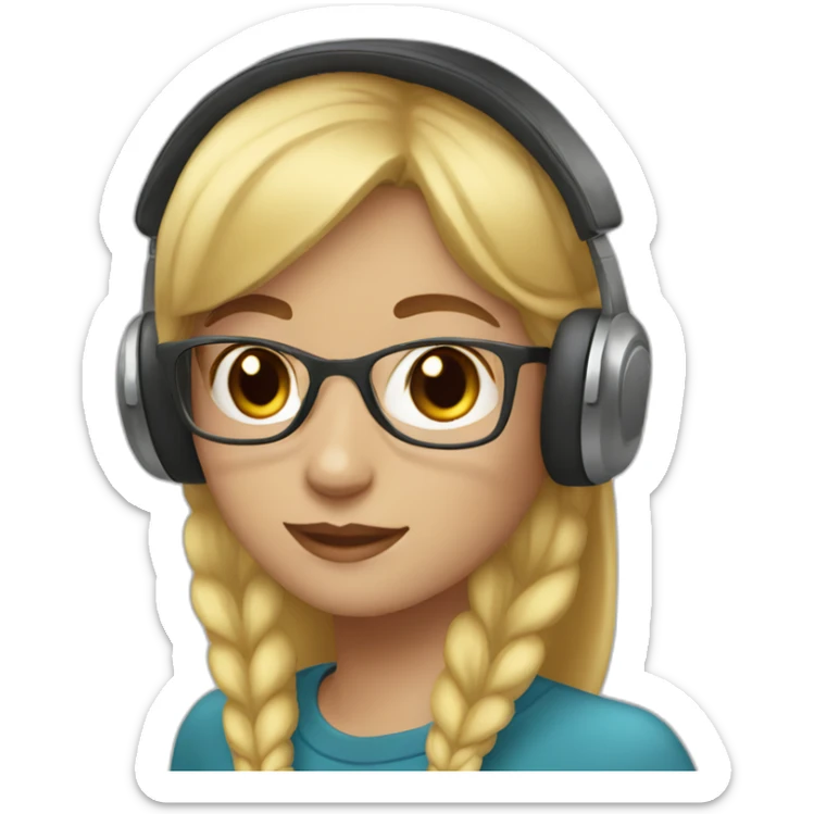 girl with blondie hair wearing red beanie goggles and headphone sticker
