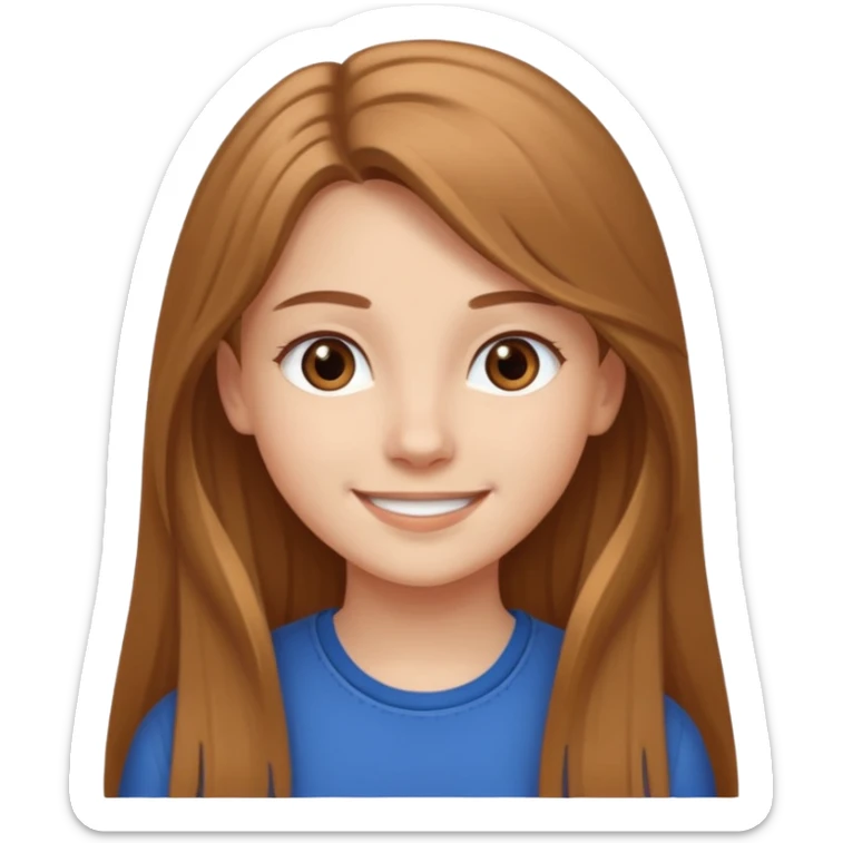 Create an icon of White teenage girl with Brown Eyes and long Very light brown hair sticker