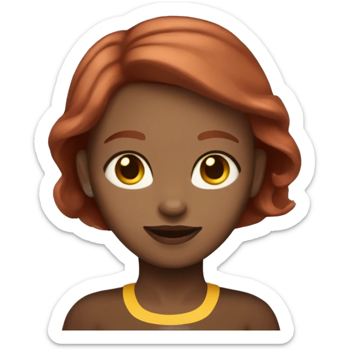 cherry red hair pale woman with Burmese chocolate brown cat with yellow eyes sticker