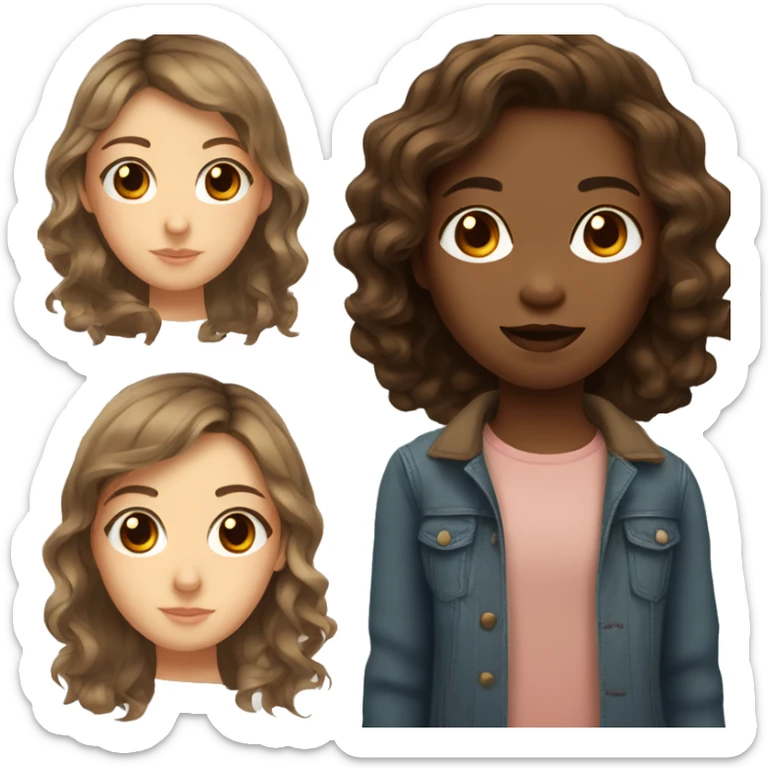 Girl with left light brown eye and right dark brown eye and wavy brown hair  sticker