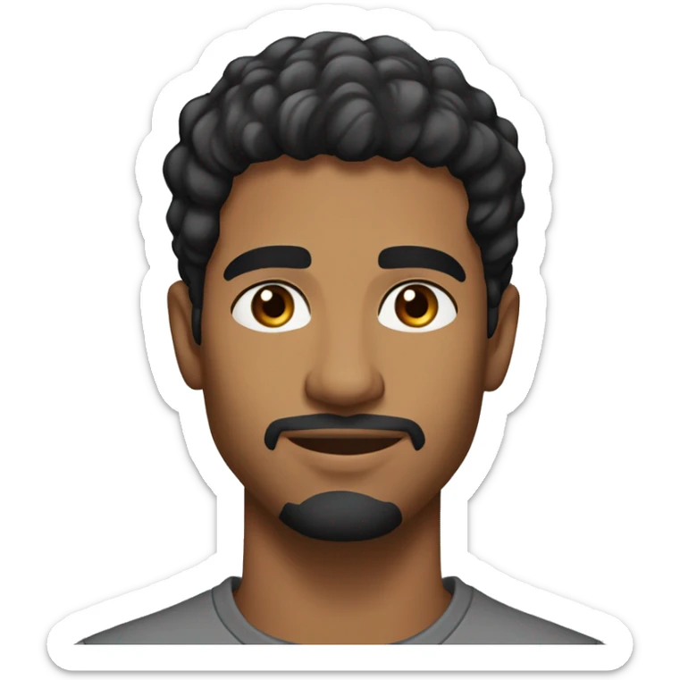A 24 year old, north african man, with short black hair, with stubble facial hair,   with brown eyes wearing a t-shirt. sticker