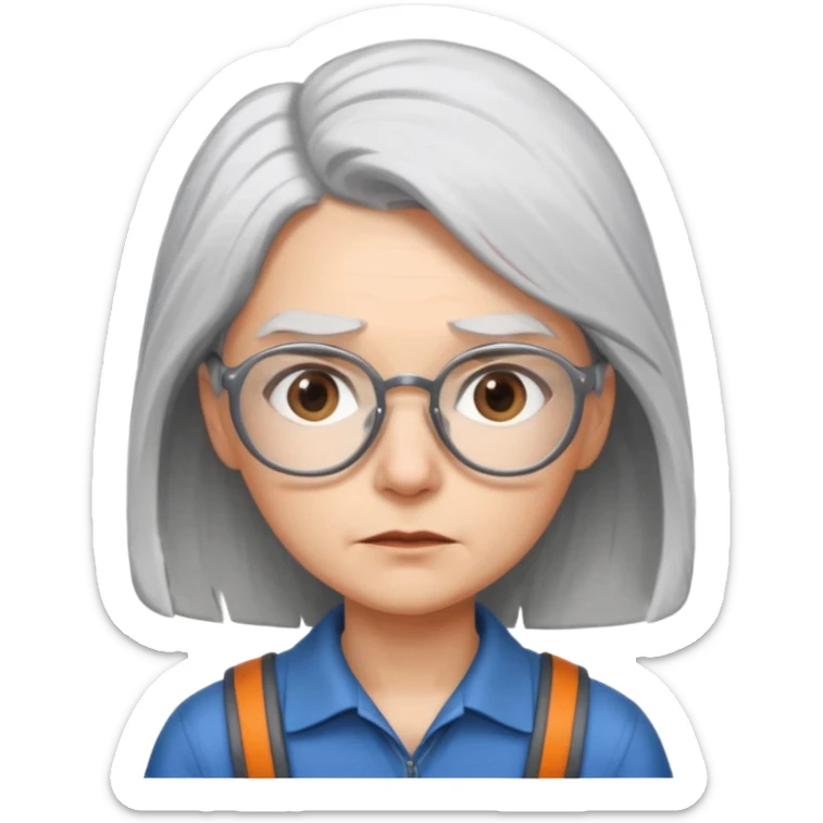 young climber woman with white/grey hair and glassess sticker